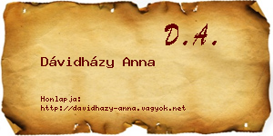 Dávidházy Anna névjegykártya